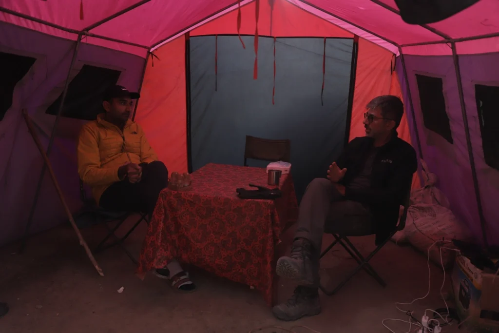 Tale of K2 Basecamp Trek 2023 13 Discussion during K2 Concordia Basecamp trek while in Khuburse campsite during snowfall